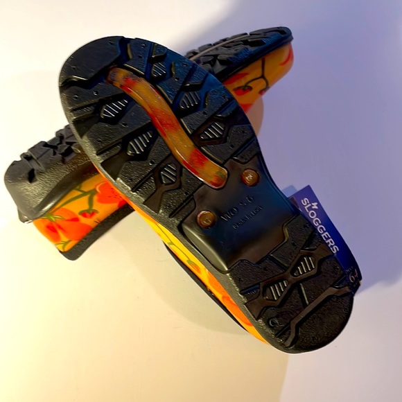 Sloggers Water Shoes Mustard Yellow Orange Floral Perfect Garden Shoes New - Picture 3 of 6